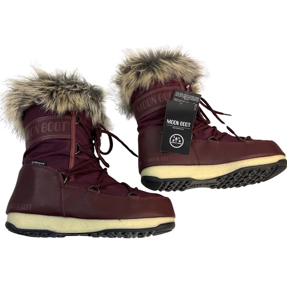 Moon Boot Women’s Snow boots Monaco Color: Cherry/burgundy Size:6 Waterproof NWT - Picture 6 of 16